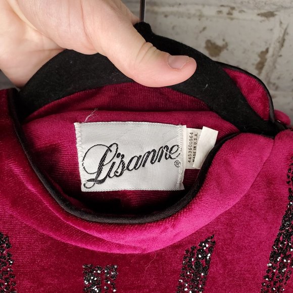 VINTAGE Lisanne 60s 70a Mini Velour Dress Wine Burgandy - Picture 5 of 16